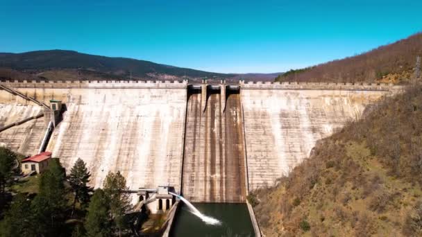 Rioja Spanya Bir Baraj Hidroelektrik Santralinin Havadan Görüntüsü Yüksek Kalite — Stok video