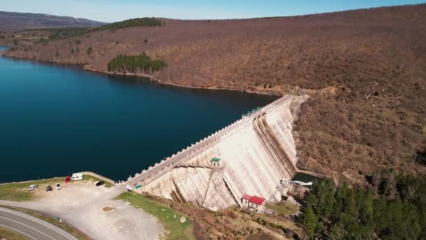 Vista Aérea Uma Barragem Uma Central Hidroeléctrica Rioja Espanha Imagens — Vídeo de Stock