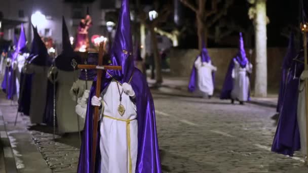Традиційна Іспанська Процесія Святого Тижня Високоякісні Кадри — стокове відео