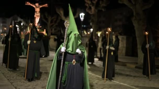 Traditional Spanish Holy Week Procession High Quality Footage — Stock Video