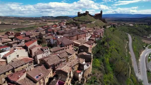 Vista Aérea San Vicente Sonsierra Famoso Destino Turístico Rioja Espanha — Vídeo de Stock