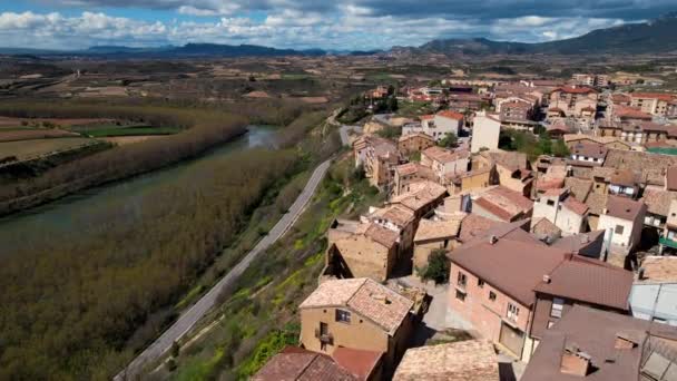 Vista Aérea San Vicente Sonsierra Famoso Destino Turístico Rioja Espanha — Vídeo de Stock