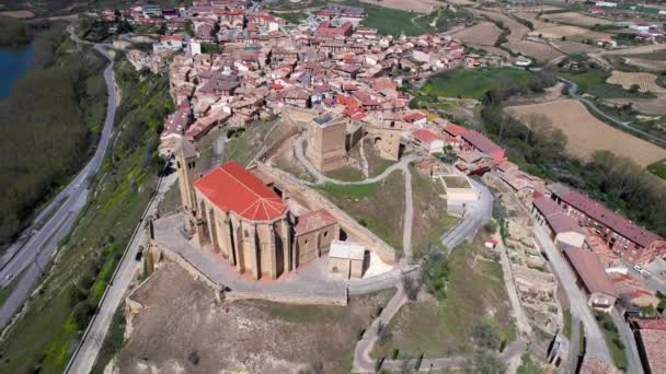 Luchtfoto Van San Vicente Sonsierra Beroemde Toeristische Bestemming Rioja Spanje — Stockvideo