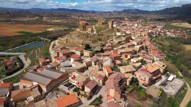 Widok Lotu Ptaka San Vicente Sonsierra Słynne Miejsce Turystyczne Rioja — Wideo stockowe