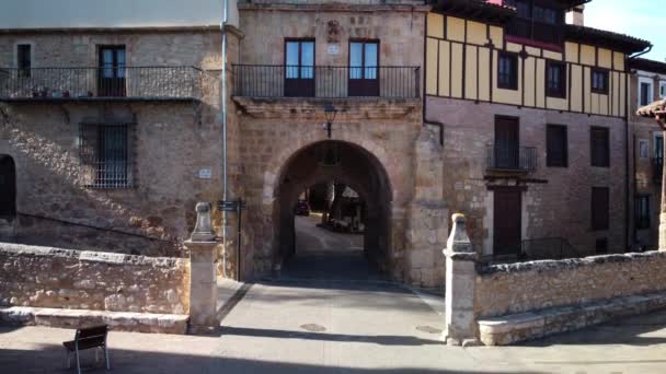 Vista Aérea Vila Medieval Poza Sal Burgos Castela Leão Espanha — Vídeo de Stock