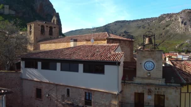 Burgos Kastilya Leon Spanya Daki Poza Sal Ortaçağ Köyünün Hava Video Klip