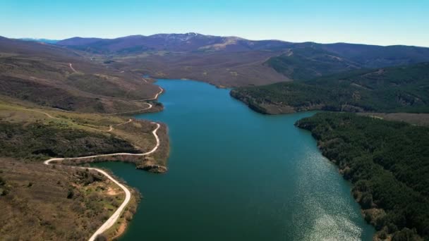 Vue Aérienne Lac Arlanzon Dans Province Burgos Castille Léon Espagne Séquence Vidéo