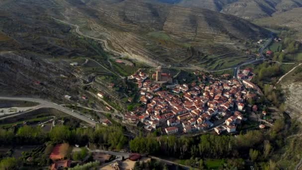 Widok Lotu Ptaka Enciso Słynne Miejsce Turystyczne Rioja Hiszpania Wysokiej — Wideo stockowe