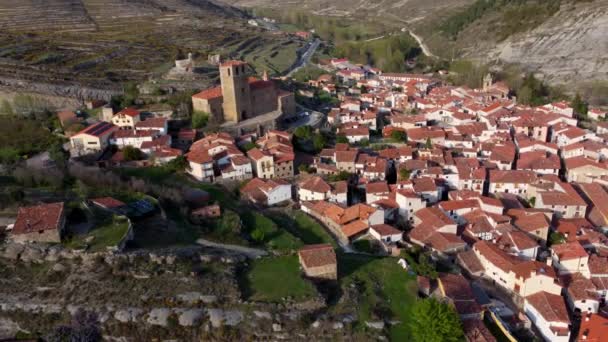 Vista Aérea Enciso Famoso Destino Turístico Rioja Espanha Imagens Alta — Vídeo de Stock