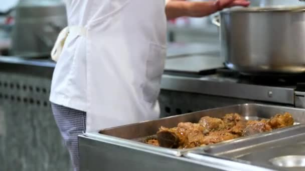 Chef Préparant Buffet Libre Service Restaurant Images Haute Qualité Séquence Vidéo