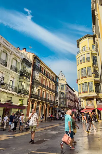 stock image Leon, Spain - 12 July, 2024: people enjoying a beautiful summer day in the colourful historic city center of Leon, Castile and Leon, Spain. High quality photography