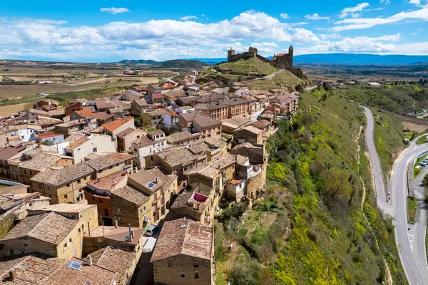 stock image Aerial view of San Vicente de la Sonsierra, famous touristic destination in La Rioja, Spain. High quality photo