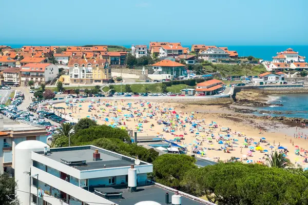 stock image Panoramic view of famous travel destination Comillas village in Cantabria, Spain. High quality photo