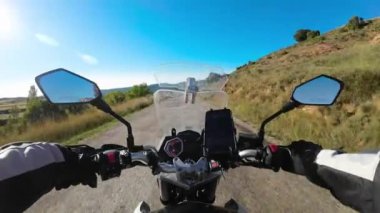 Motosiklet Turu 'nun kişisel perspektifi. Yüksek kalite 4k görüntü