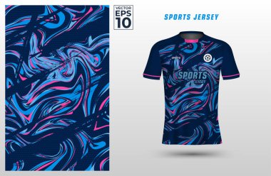 T-shirt sport jersey design template with liquify pattern on grunge halftone background. Sport uniform in front view. Shirt mock up for sport club. Vector Illustration clipart