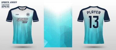 T-shirt sport jersey design template with abstract geometric halftone pattern background. Sport uniform in front view. Tshirt mock up for sport club. Vector Illustration clipart