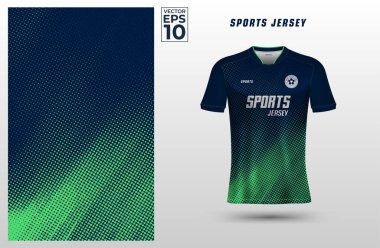 Yeşil yarım tonlu futbol forması için tişört tasarlama şablonu. Spor üniforması ön tarafta. Tişört spor kulübü için hazırlanıyor. Vektör İllüstrasyonu