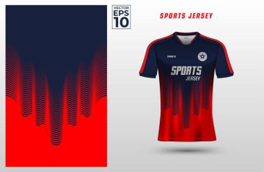 T-shirt sport jersey design template with geometric line pattern background. Sport uniform in front view. Shirt mock up for sport club. Vector Illustration clipart