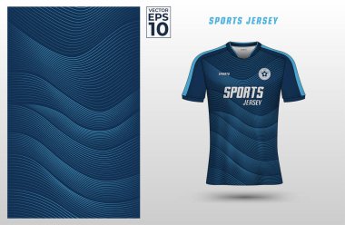 T-Shirt spor forması tasarım şablonu, dalgalı çizgi desenli arka plan. Spor üniforması ön tarafta. Spor kulübü için tişört. Vektör İllüstrasyonu