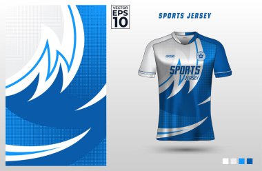 Oyun, e-spor, futbol, bisiklet, koşu, badminton ya da voleybol için soyut yarım ton desenli tişört forması tasarımı. Spor kulübü için tişört modeli. Vektör İllüstrasyonu