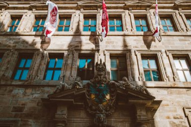 Almanya 'nın Nuremberg kentindeki eski mimari bina. Şehir manzarası