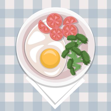 Brokoli ve domatesli sahanda yumurta