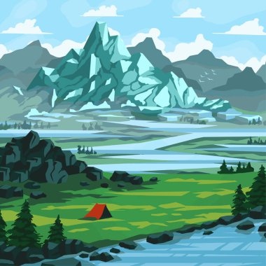 Dağ yaz turizmi manzarası. Güzel manzara.