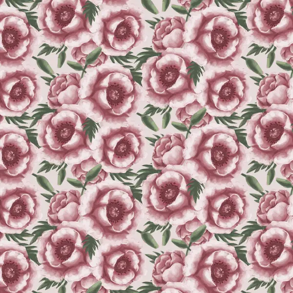 bej gerçekçi suluboya gelincik arkaplan tekstil deseni