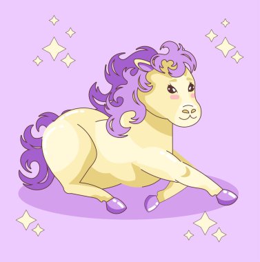 Kawai atı yatıyordu. Şirin midilli kız.