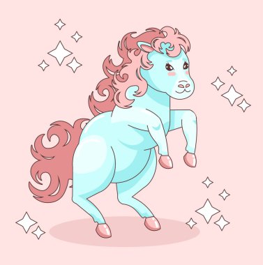 Kawai atı arka ayakları üzerinde. Şirin midilli.