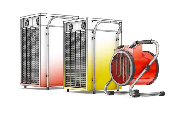 Industrial Heat Fans White Background Rendering — Stock Photo, Image