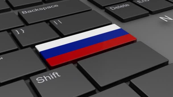 Egy Gomb Billentyűzeten Orosz Zászlóval Hamis Hírek Felirattal Renderelés — Stock videók