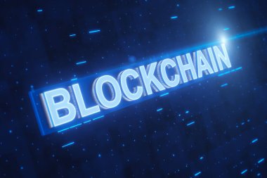 Farklı grafik elementleri ve tabela engelleme zincirinin soyut bileşimi. 3d hazırlayıcı.