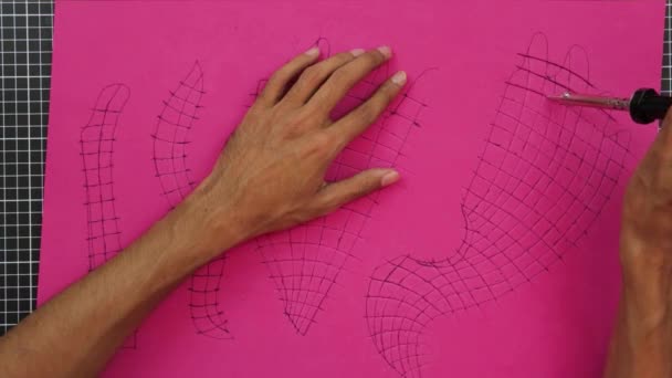 Create Beautiful Crafts Pink Foam Work Mat Using Soldering Iron — Stock Video