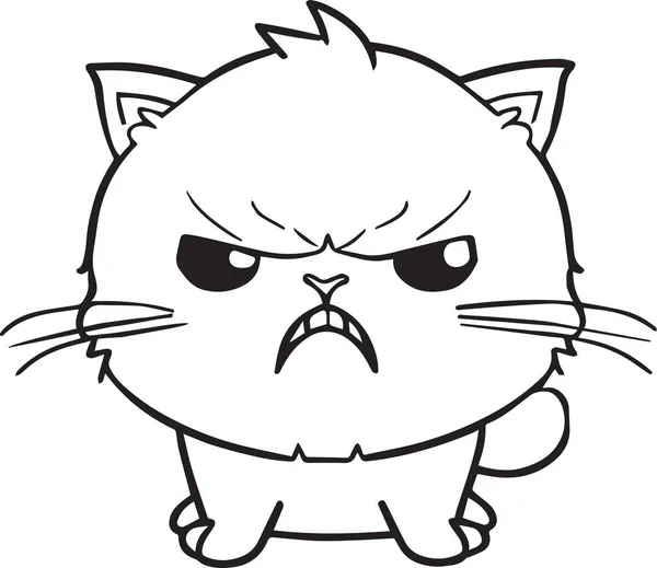 Niedliche Wütende Katze Zischt Wütendes Kätzchen Mit Offenem Maul Und — Stockvektor