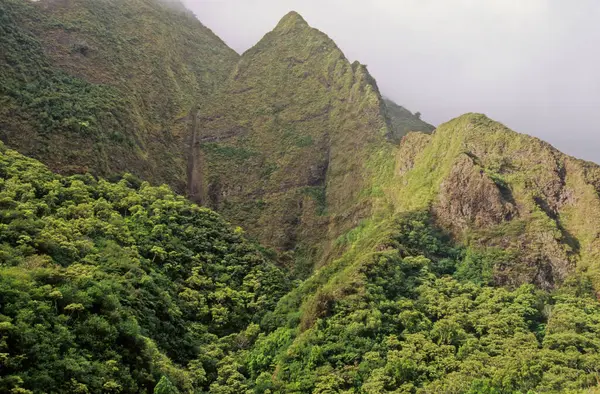 stock image ao Valley is a lush, stream-cut valley in West Maui, Hawaii, located 3.1 miles west of Wailuku. Because of its natural environment and history, it has become a tourist location.