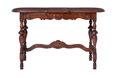 Beyaz arka planda izole edilmiş Viktorya tarzı antika bir kanepe.