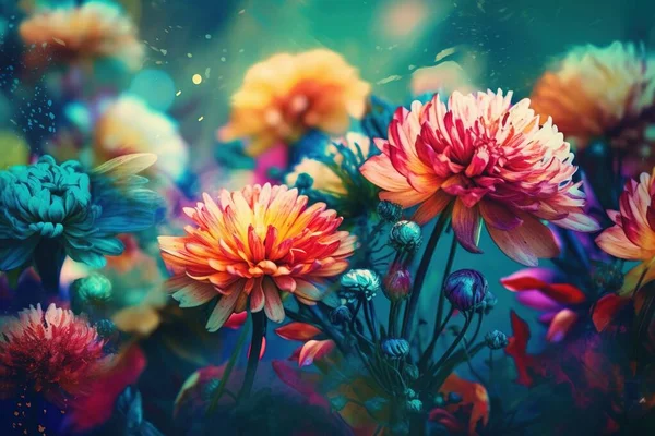 Painted like flowers. Colorful paintings. Beautiful floral background. Digital painting. High quality illustration