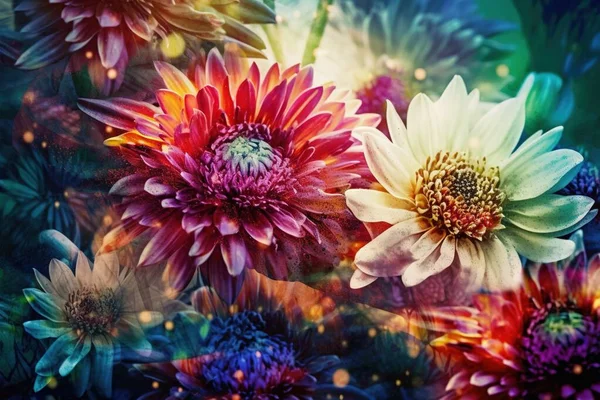 Bemalt Wie Blumen Bunte Bilder Schöne Florale Hintergrund Digitale Malerei — Stockfoto