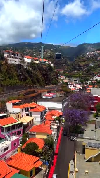 Video Che Cattura Vista Panoramica Sulla Città Funchal Una Funivia — Video Stock
