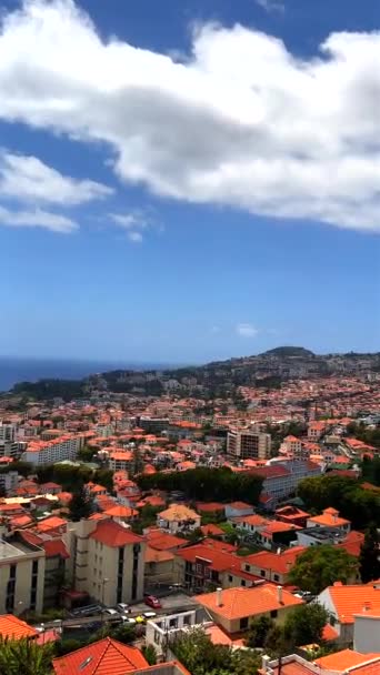 Video Que Captura Vista Panorámica Ciudad Funchal Desde Teleférico Madeira — Vídeos de Stock