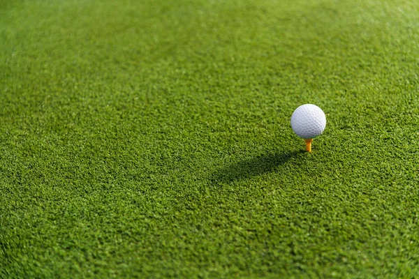 Minimalist Yemyeşil Çimenlik Altın Rengi Golf Sahası Salıncaktan Önce Küçük — Stok fotoğraf