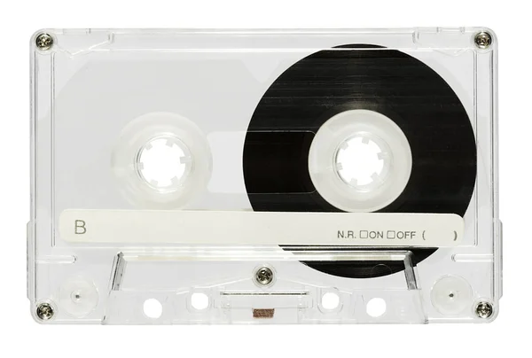Widok Góry Vintage Kasety Audio Taśmą Napisem Izolowane Białym Tle — Zdjęcie stockowe