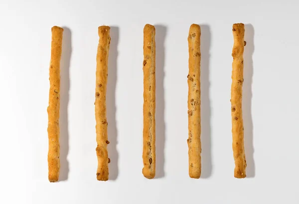 Top View Pile Tasty Classic Crunchy Crispy Long Pastry Breadsticks — Stock Photo, Image