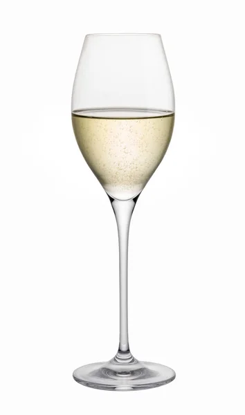 意大利普罗塞科干葡萄酒 用白色背景的玻璃杯盛开 — 图库照片