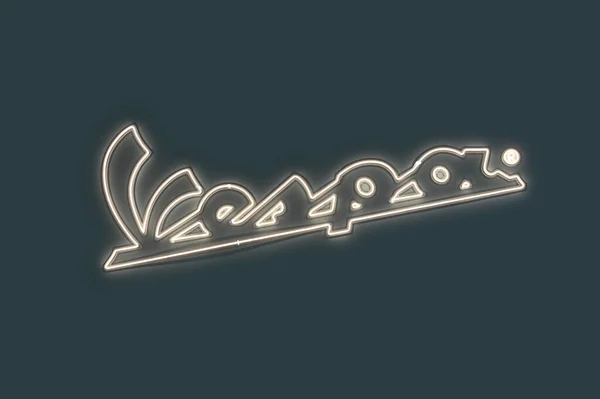 Neon Vespa Logo Which Italian Luxury Brand Scooters Mopeds Manufactured Stock Picture
