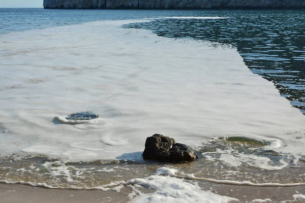 Загрязнение Моря Большое Пятно Слизистой Морской Снег Поверхности Воды Средиземное — стоковое фото