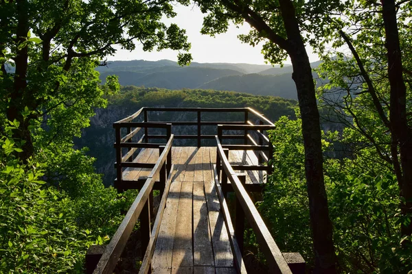 Pont Observation Pendant Heure Couleurs Chaudes Gorge Djerdap Serbie — Photo
