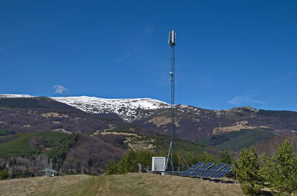 Spring Forest Meadow Antenna Powered Solar Batteries Plana Mountain Bulgaria — Stock Photo, Image