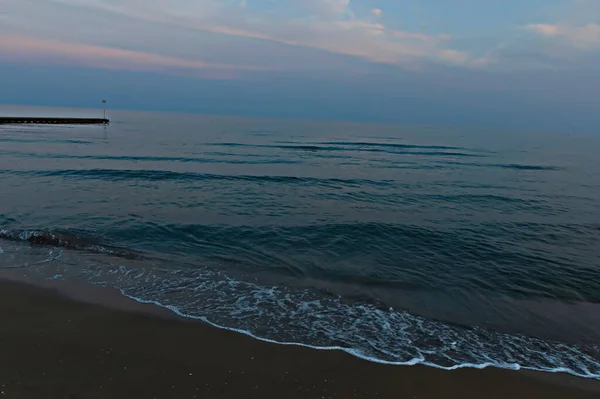 Άποψη Του Lido Jesolo Παραλία Νωρίς Βράδυ Στο Ηλιοβασίλεμα Ιταλία — Φωτογραφία Αρχείου